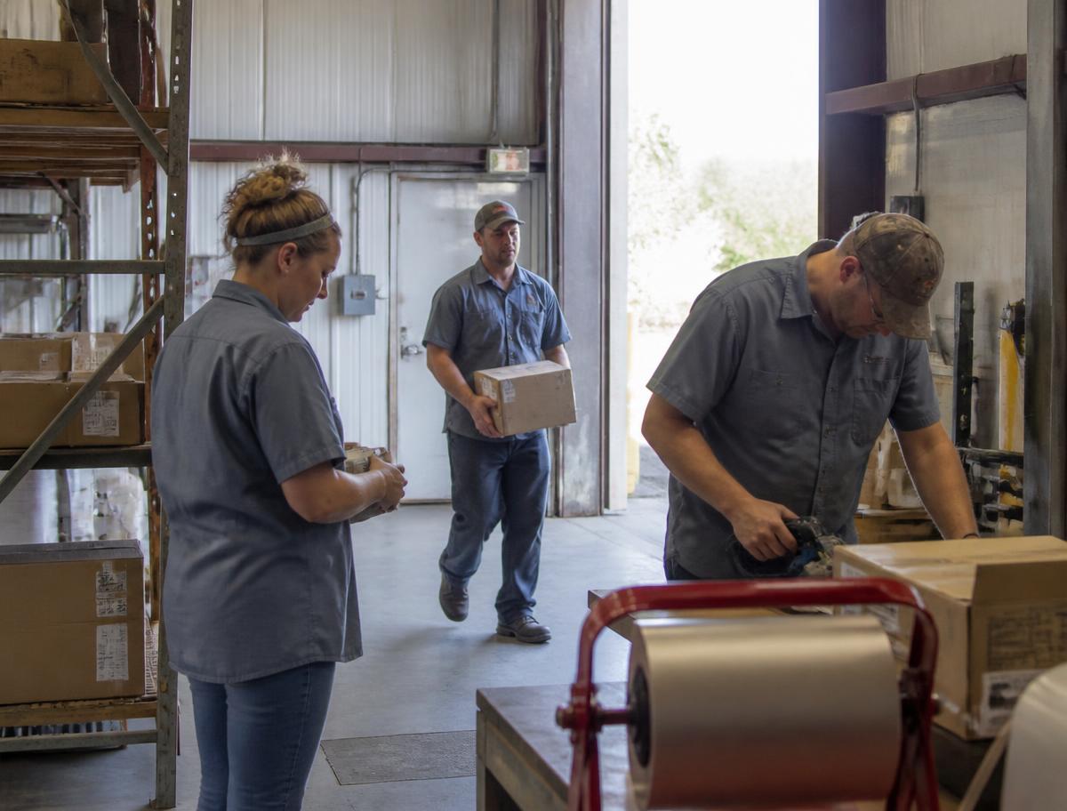 Small business warehouse team working during a shift in Ohio